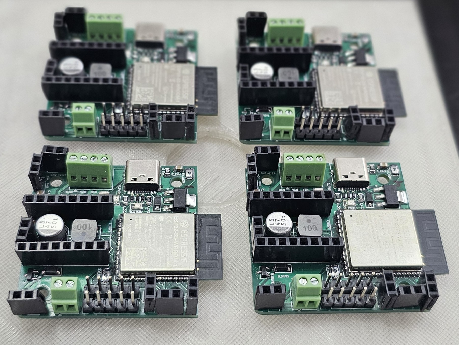 Assembled controller boards – angled view